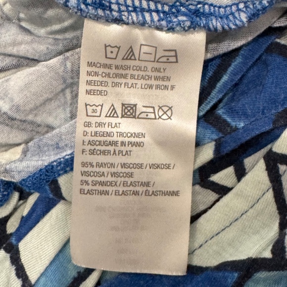 LOGO Lori Goldstein Mixed Print Blue Women Short Sleeve Top Size S - Picture 7 of 8